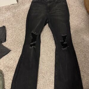 GB Girls Black Distressed Flare Jeans